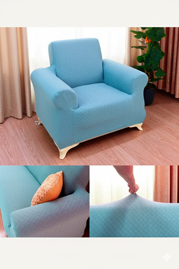 غطاء كرسي فردي من الجاكار بنمط السلة - 1