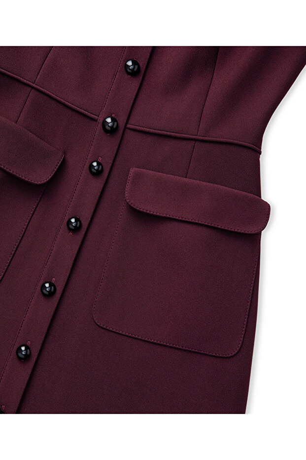 Geniş cepli midi elbise - 4