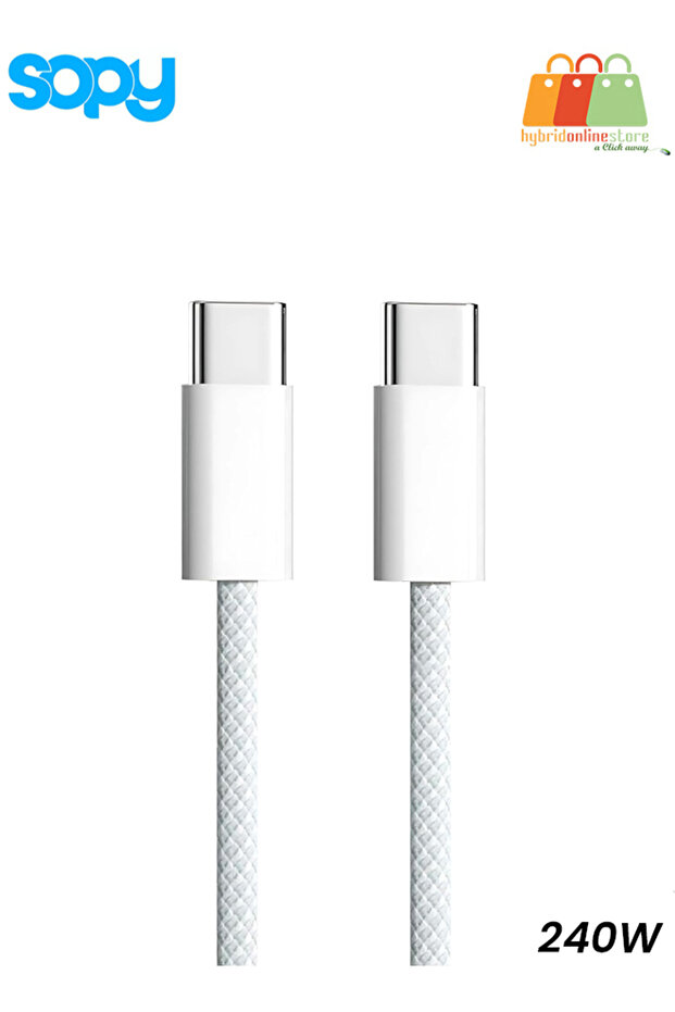 كابل USB-C إلى USB-C بقوة 240 واط (2 متر) - Power Delivery 3.1، مضفر من النايلون، شحن سريع