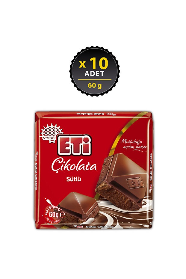 Çikolata Sütlü Kare 60 g x 10 Adet - 1