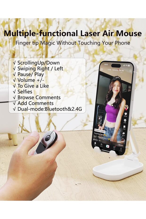 3-Link Air Mouse for PC/iOS/Android with Touchpad, Rechargeable Wireless Presentation Clicker, Bluet - 3