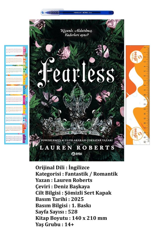 Fearless (Hardcover) Fantastic/Romantic Novel for Ages 14+ Lauren Roberts +Sezgistore Bookmark+Pen