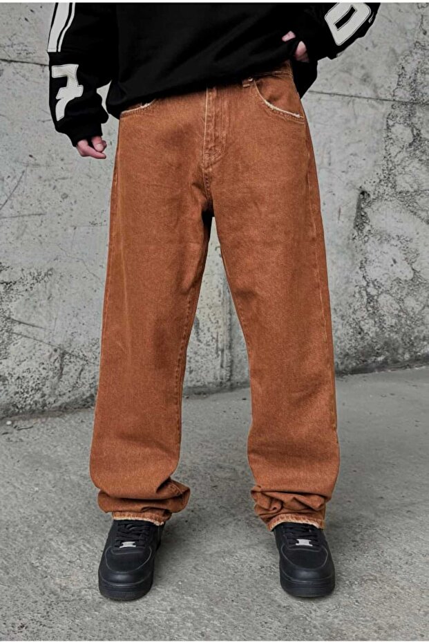 Φαρδύ καφέ παντελόνι - 5