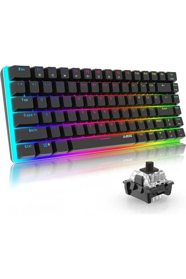 Gaming 82 keys Mechanical keyboard, RGB backlit Wired keys Computer keyboard for PC (Black Switch) - 2