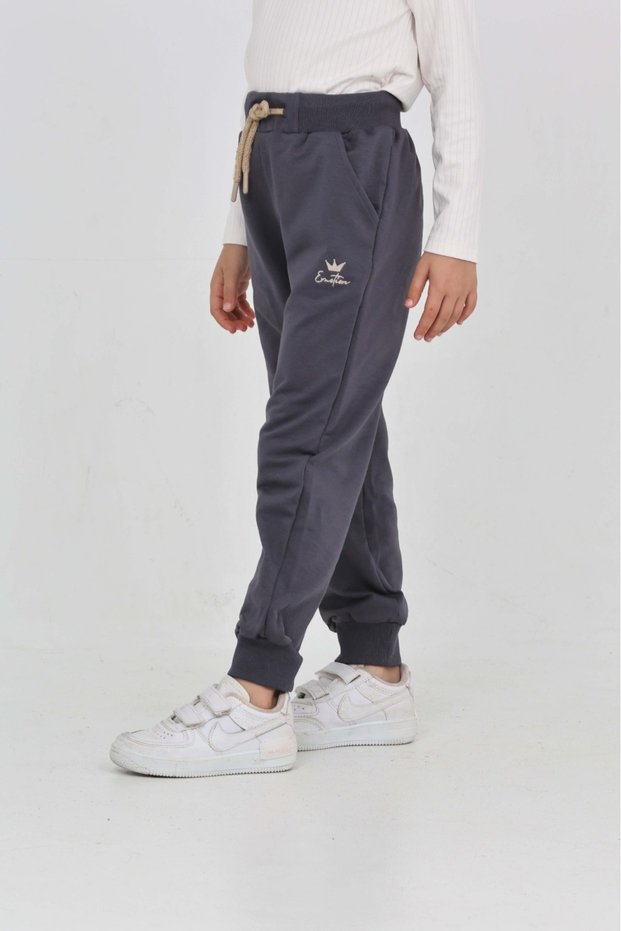 Girl's Crown Embroidered Tracksuit Bottom