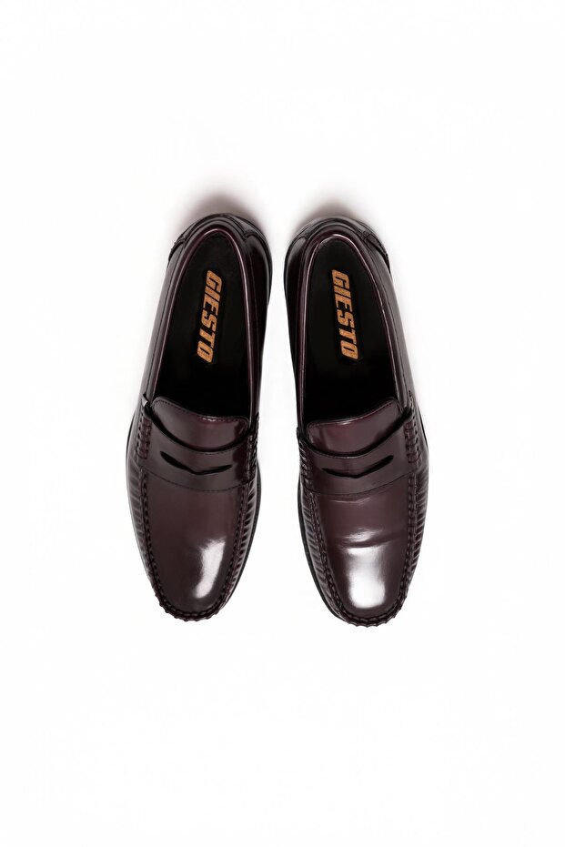 Black Burgundy Effected Loafer Shoes