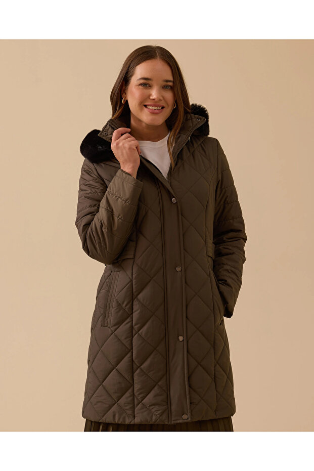 Kapüşonlu Kapitone Anorak Kaban - 4