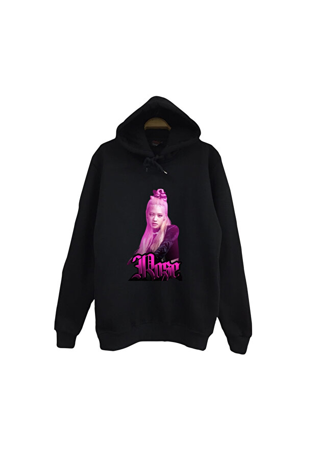 Rosé - Blackpink - K-Pop - Printed Unisex 100% Cotton Hooded Black Sweatshirt