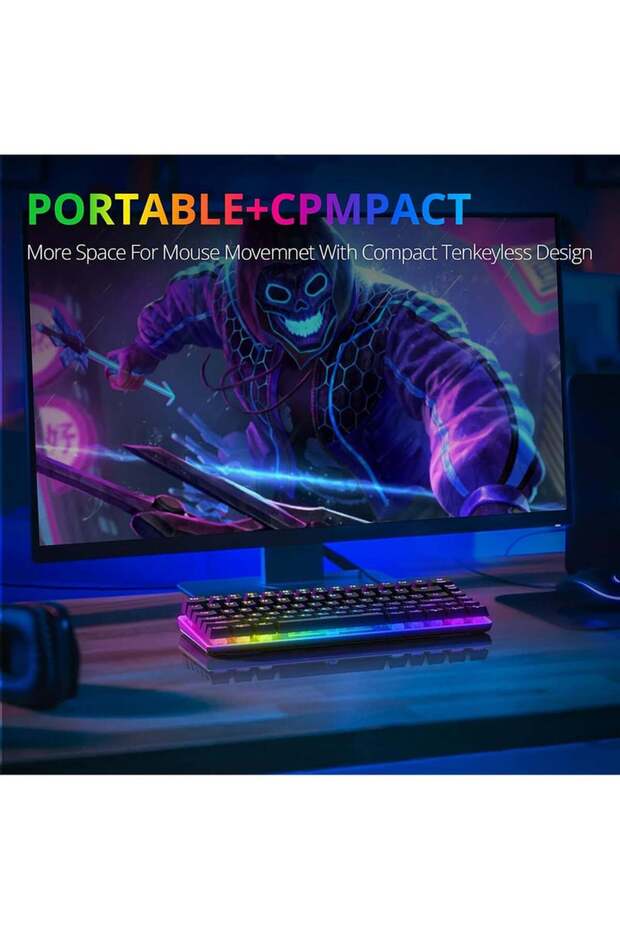 Gaming 82 keys Mechanical keyboard, RGB backlit Wired keys Computer keyboard for PC (Black Switch) - 4