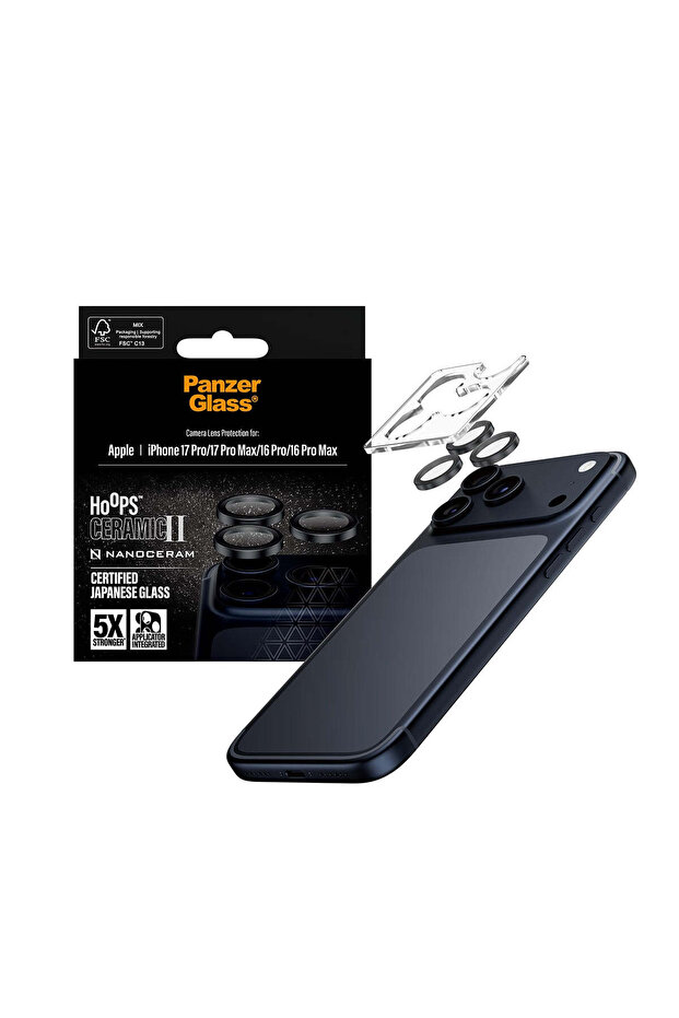 PanzerGlass® Hoops® Ceramic II Camera Lens Protector iPhone 17 Pro | iPhone 17 Pro Max | iPhone 16 P - 5