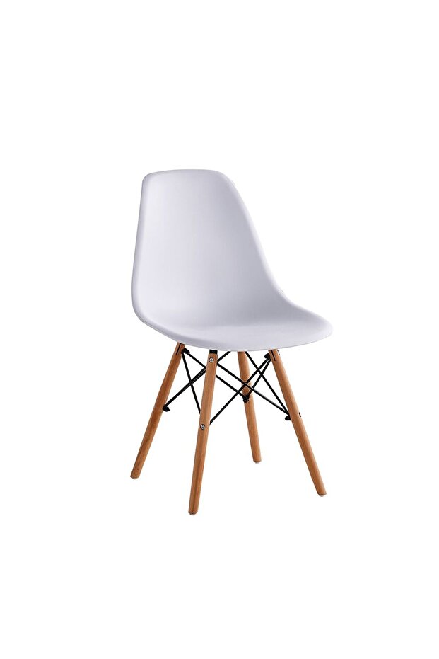 Stork Set of 2 Dining Chairs - White & Beech, Engineered Wood & Metal, Stylish 2-Seater