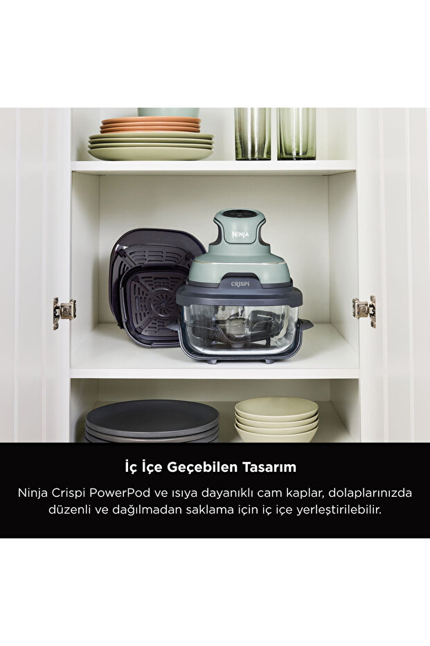 CRISPi 4-in-1 Taşınabilir Cam Hazneli Pişirme Sistemi - Sage Green - 8