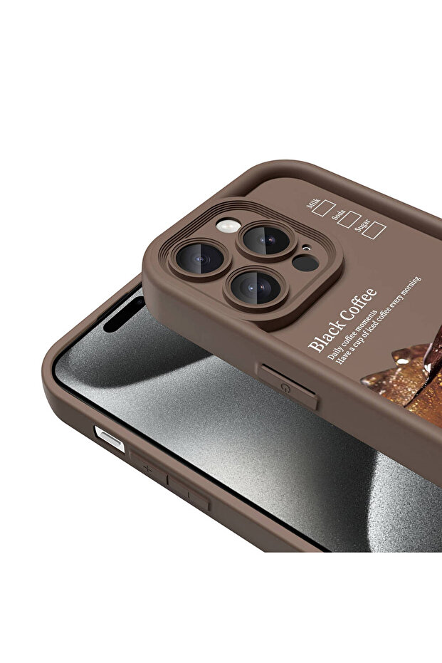 iPhone 14 Pro Case Camera Protected Printed Back Surface N7Th Classy Cover - Light Brown - 8