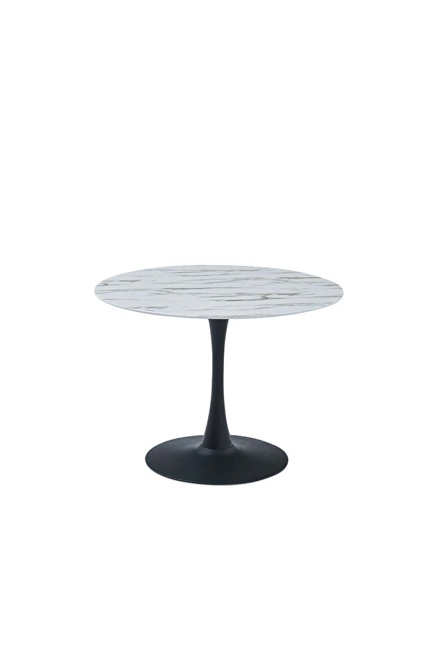Niha 4-Seater Round Glass Dining Table - Stylish White & Black Design - 2-Year Warranty