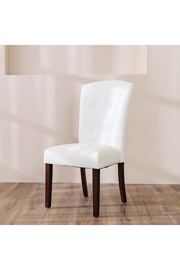 Brody Dining Chair Set of 2 - Solid Wood White/Dark Walnut Upholstered - 33x53x55cm, 2-Year Warranty