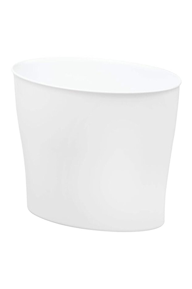 INTERDESIGN iDesign Plastic Wastebasket Trash Bathroom, Bedroom or Office – 10 litres,White Nuvo Waste Can