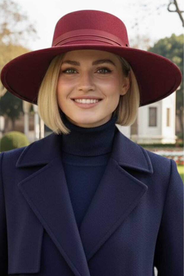 Women's Wide Brim Striped Cashmere Gondola Hat