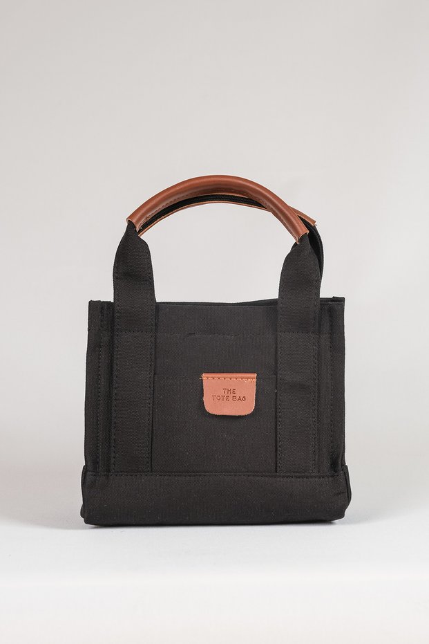 Women's Canvas Crossbody Mini Tote Bag Black