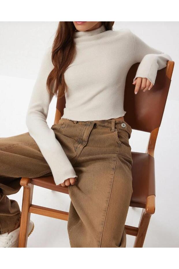 Crop Yumoş Örme Bluz - 1