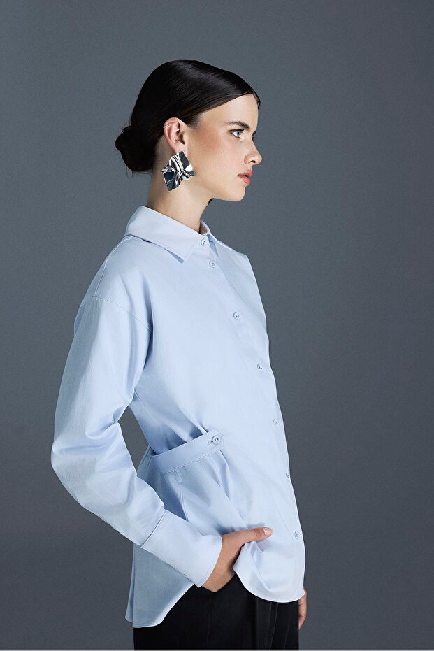 BEL DETAY GÖMLEK MAVİ - 1