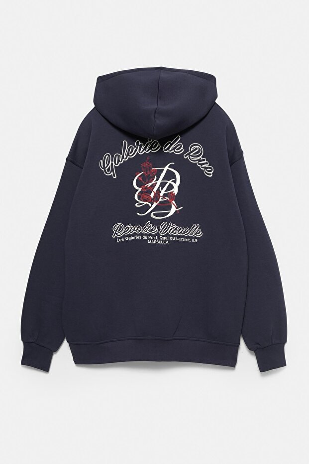İşlemeli fermuarlı kapüşonlu sweatshirt - 8
