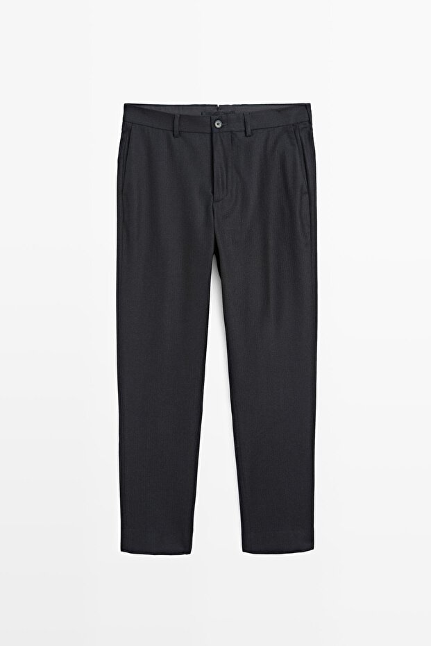 %100 yün fitilli kadife görünümlü flanel pantolon - 5