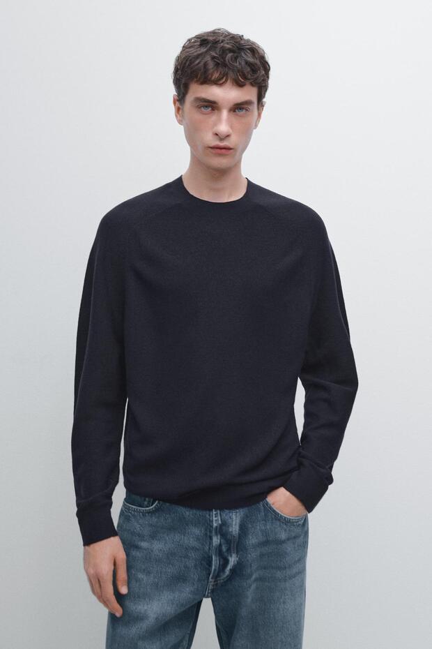 %100 yün reglan kollu triko kazak - 2