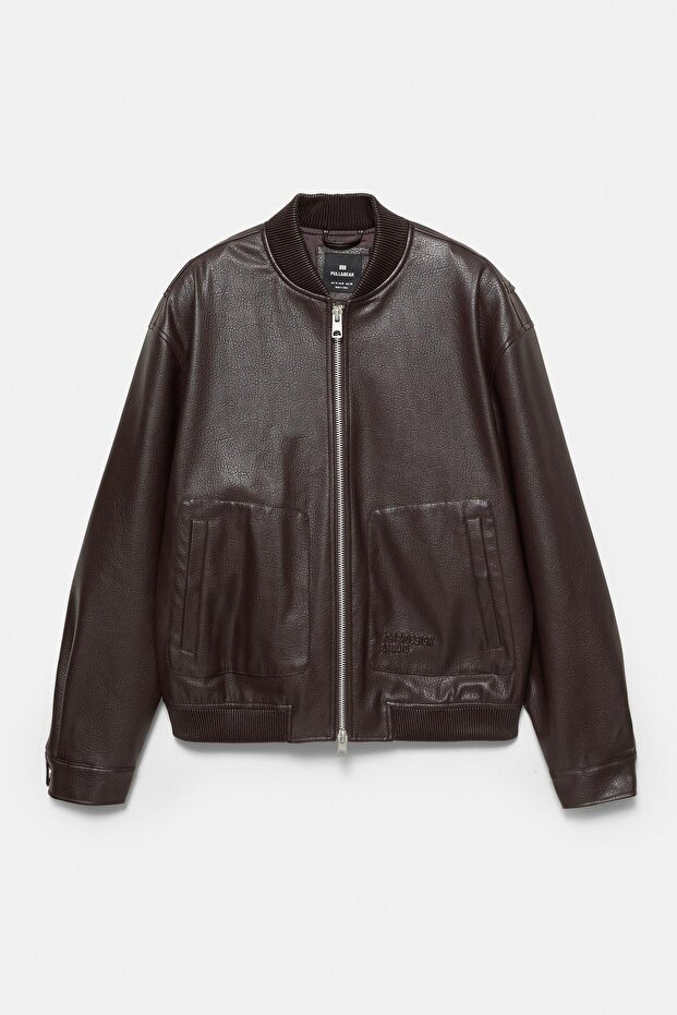 Suni deri bomber ceket - 8