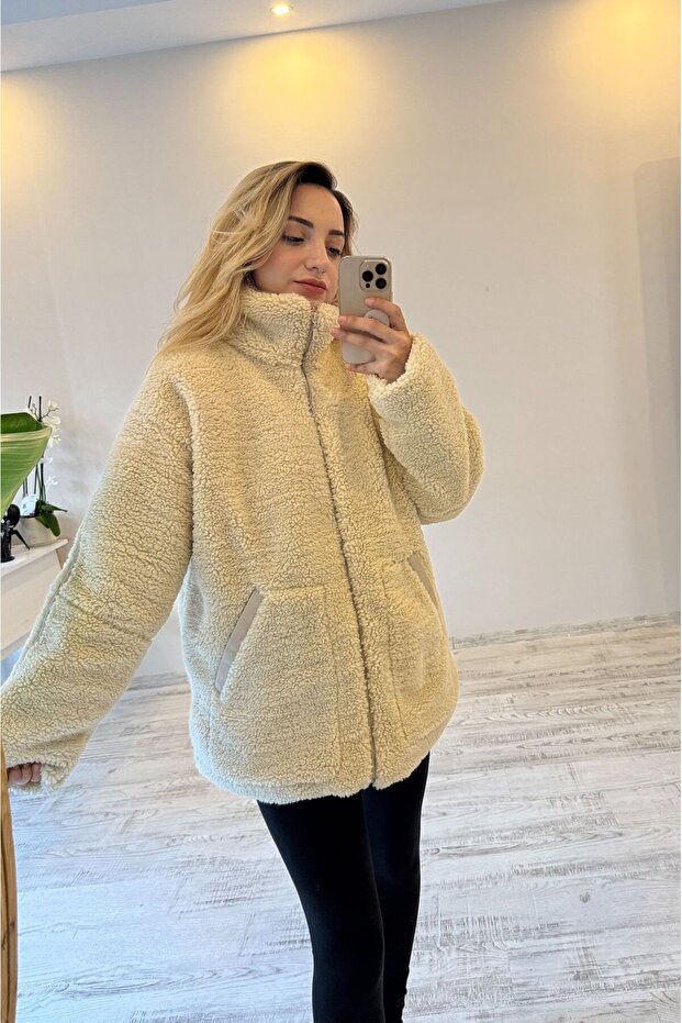 Uzun Peluş Mont - 4