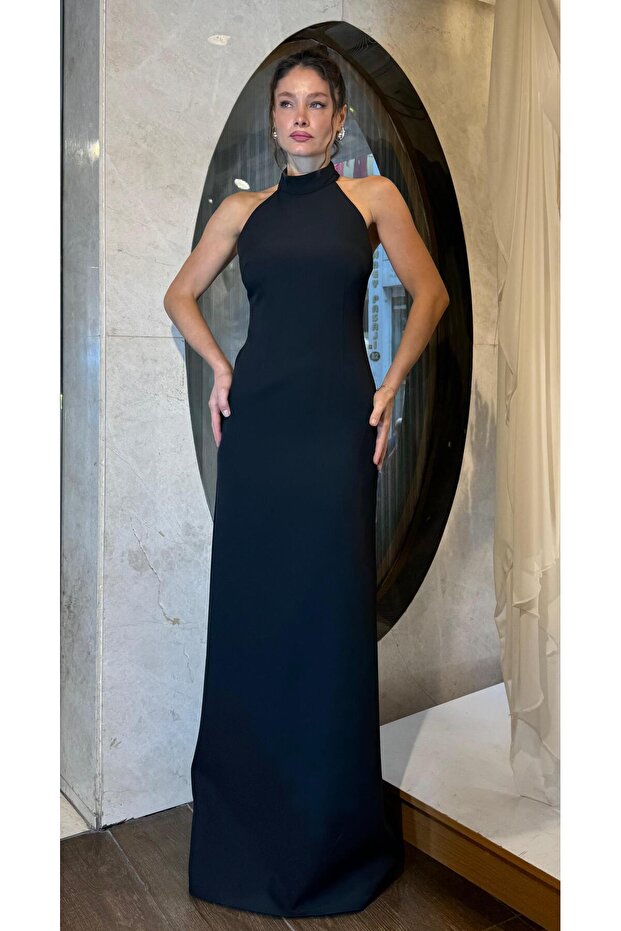 Siyah Halter Yaka Abiye - 3