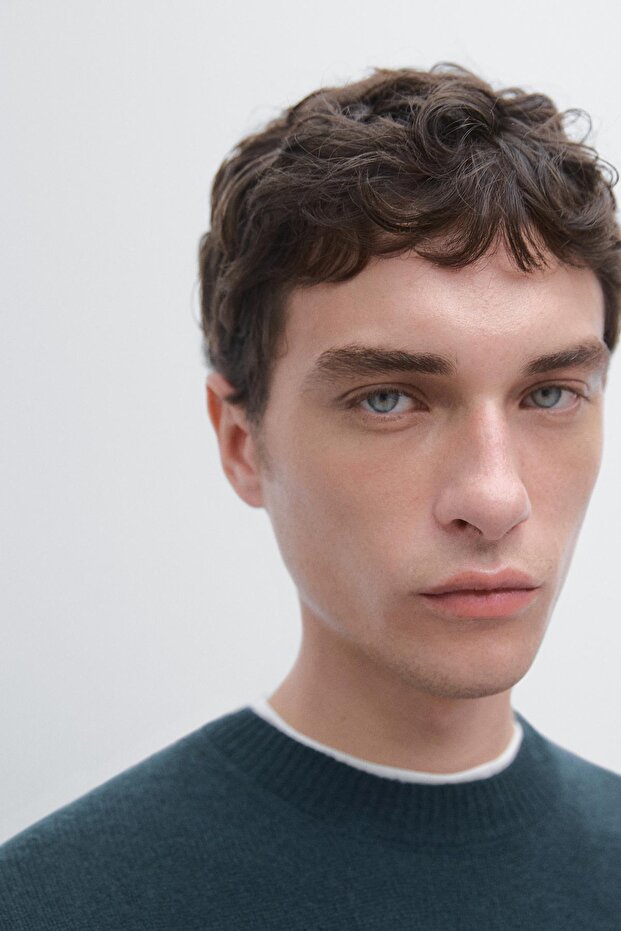 Yün karışımlı bisiklet yaka triko kazak - 4