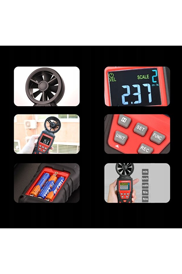ANEMOMETER — WIND SPEED METER, WIND FORCE MEASUREMENT, TEMPERATURE AND VOLUME MEASUREMENT, LCD - 4