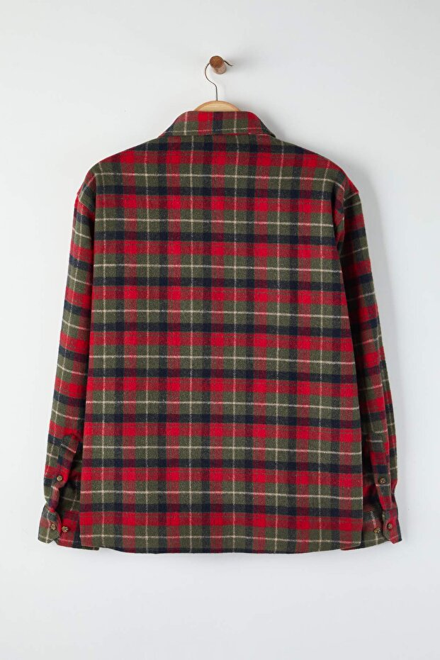 Haki Regular Fit Oduncu Flanel Erkek Büyük Beden Gömlek TMNAW26AX00001 - 5