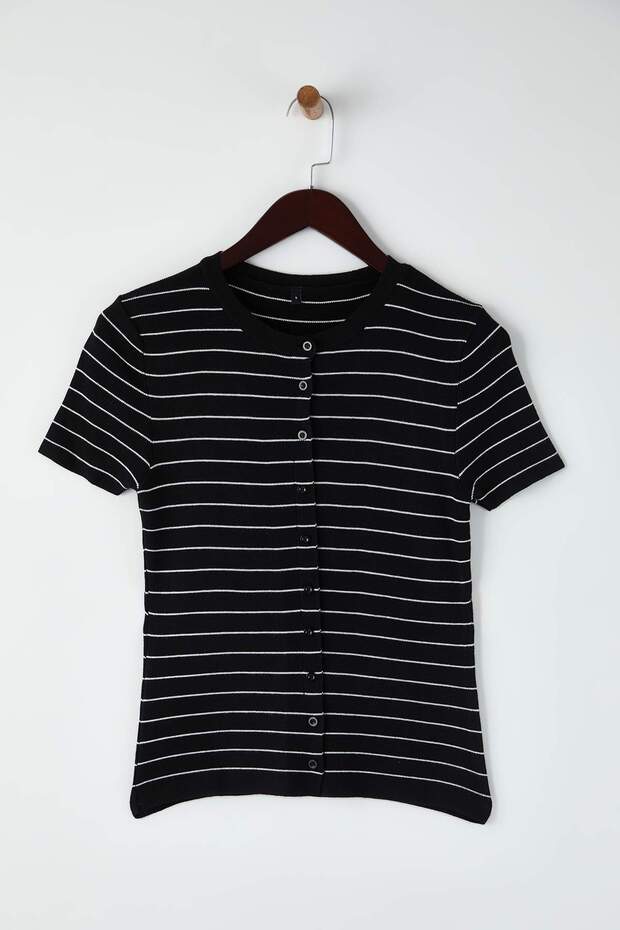 Siyah*001 Bisiklet Yaka Triko İnce Bluz TWOSS25BZ00300 - 5