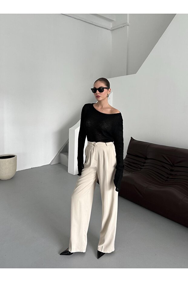 Schwarzer transparenter Pullover - 6