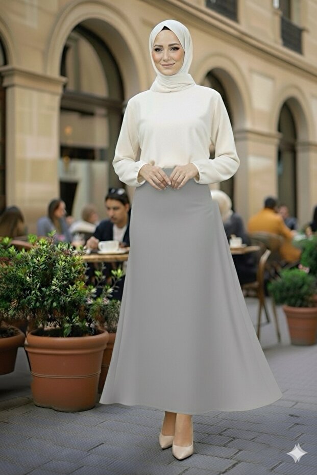 Gray Women's Flared Skirt (Elastic Waist)