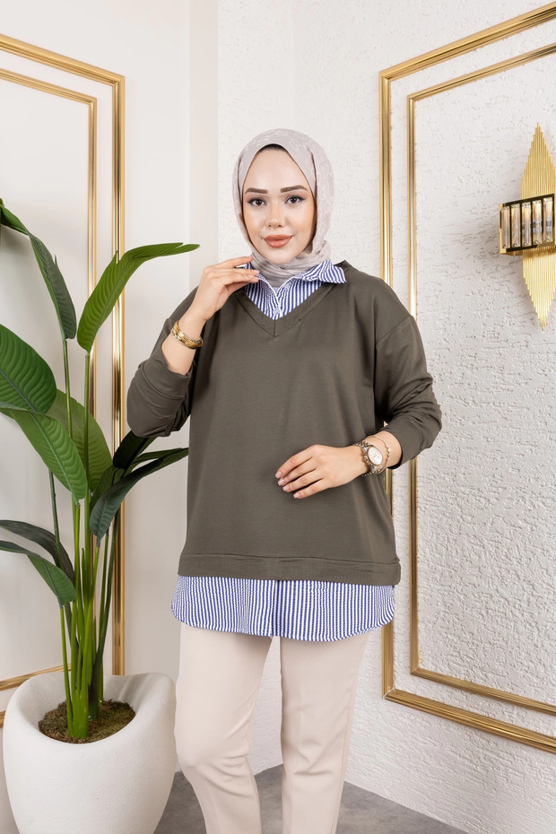 Kadın Gömlek Detaylı Modal Kumaş Tunik - 3