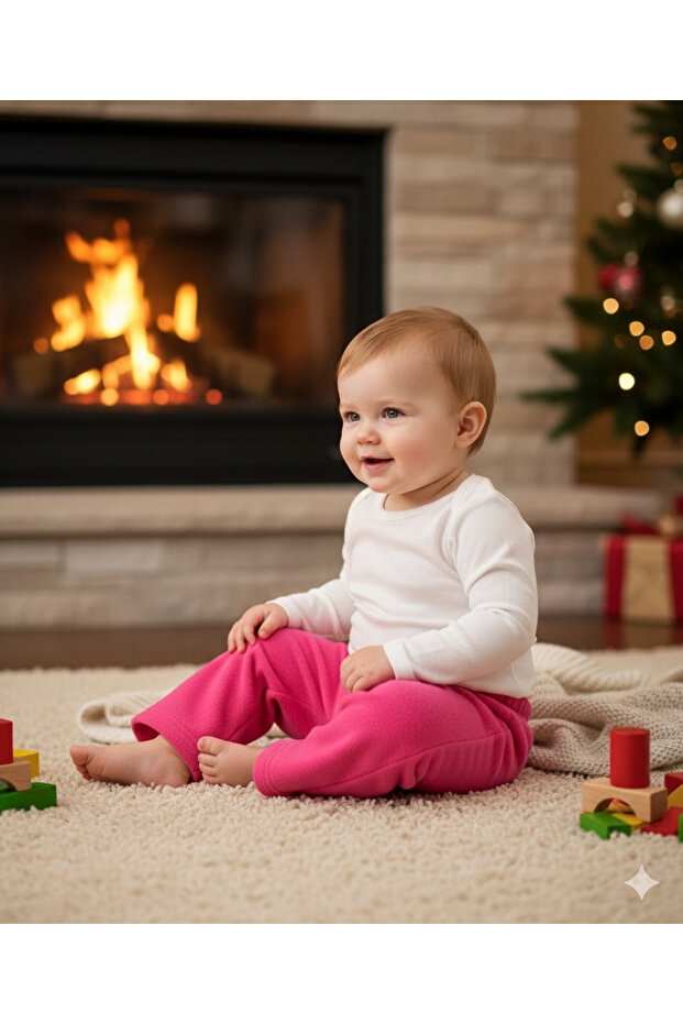 Kız Bebek Kışlık Kalın Polar Eşorfman Altı - 1