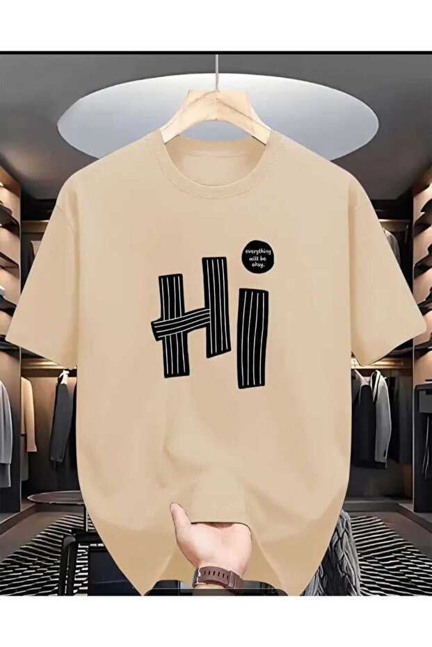 Men's Printed Cotton T-Shirt - Simple and Stylish Pattern {Hi}