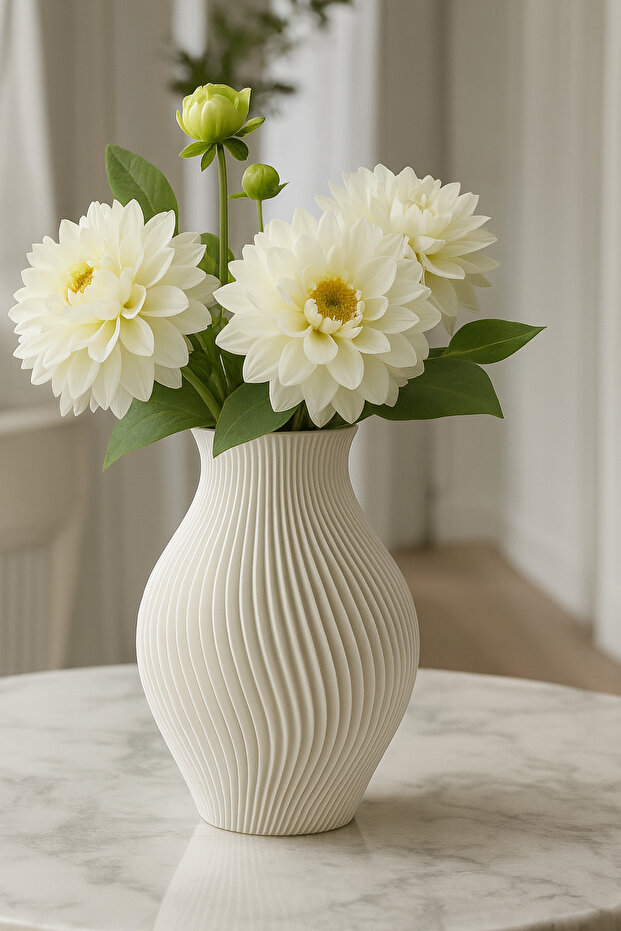 Modern Ribbed Dekoratif Vazo