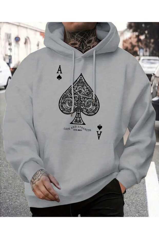 Luxury Men's Hoodie with Ace of Spades Design