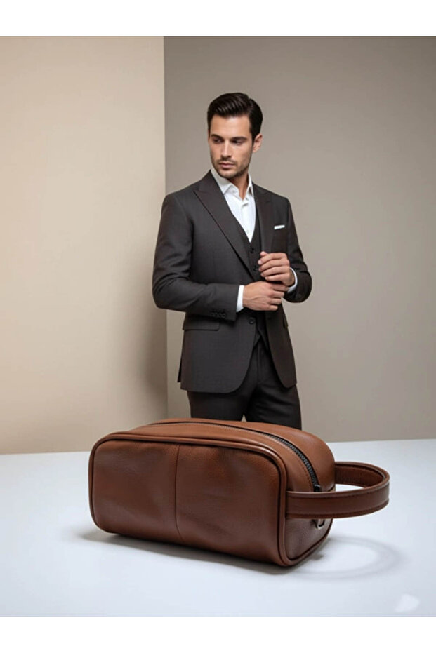Genuine Leather Men's Hand Portfolio – Shaving & Grooming Bag
