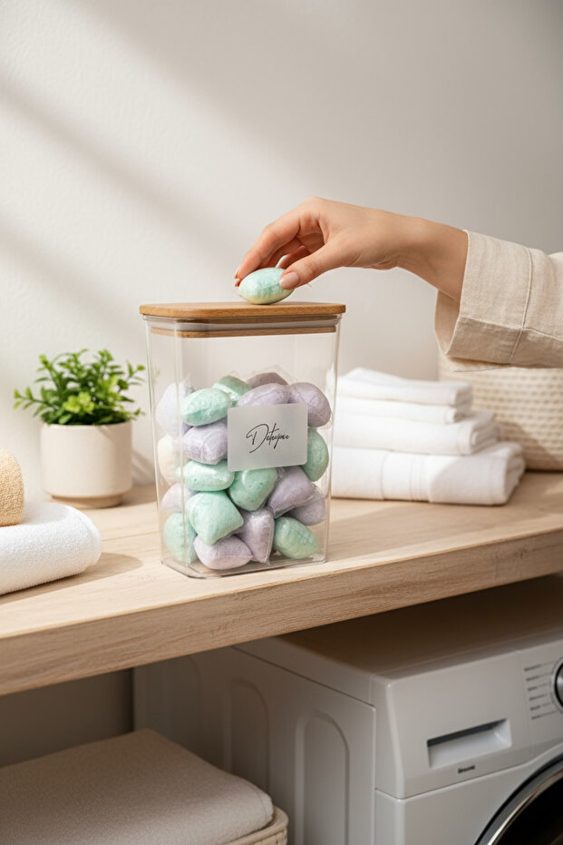 Ahşap Kapaklı Deterjan Kavanozu 2000ML - 1