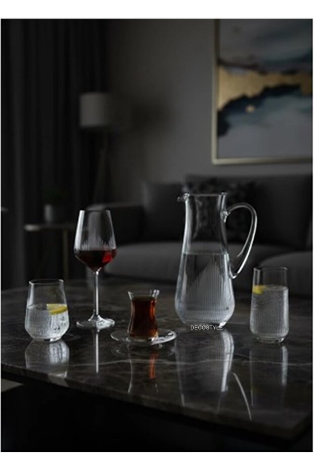 Hisar 31 Piece Glassware Set for 6 People with Carafe - Dowry Glass Water and Tea Set