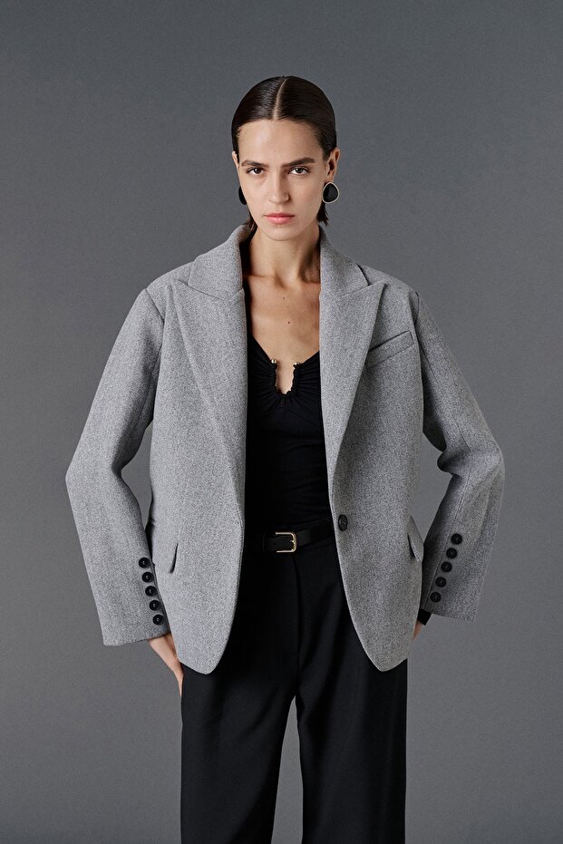 Oversize kaşe blazer ceket - 3
