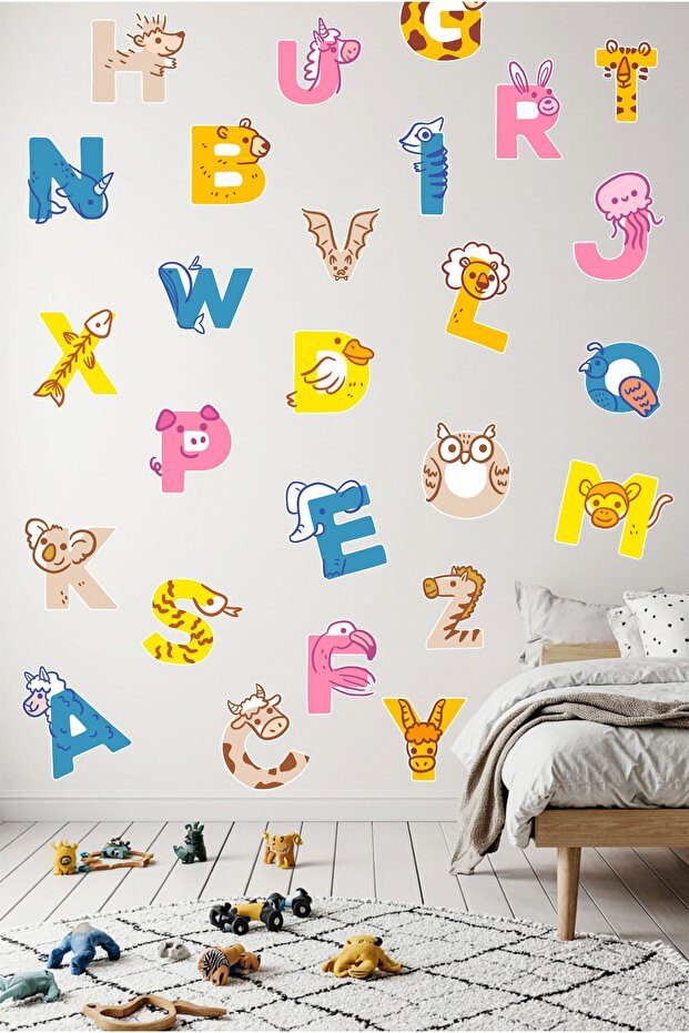 Alphabet Sticker Set, Educational Letters Sticker Set, Letters Wall Sticker Set