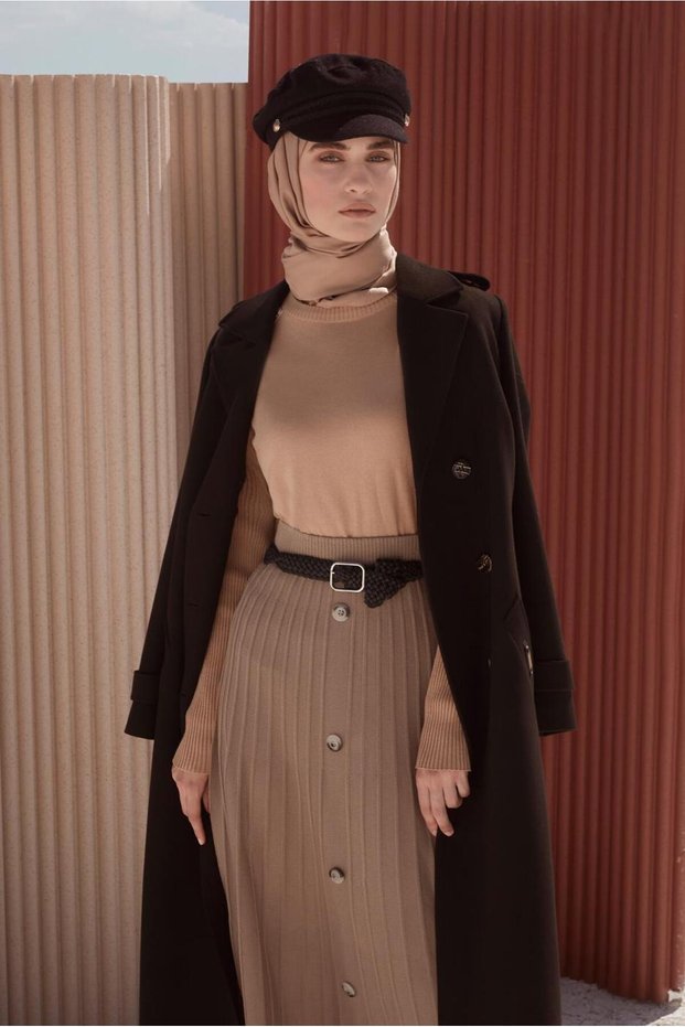 PLEATED BUTTON DETAILED KNITWEAR SKIRT 60207