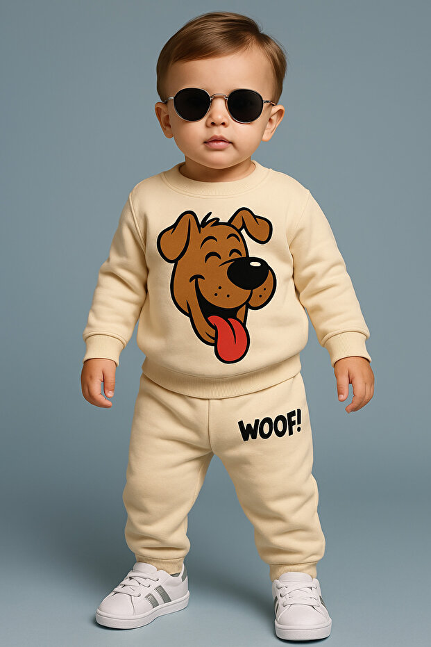 Boy's bottom and top set beige 100% cotton Transitional