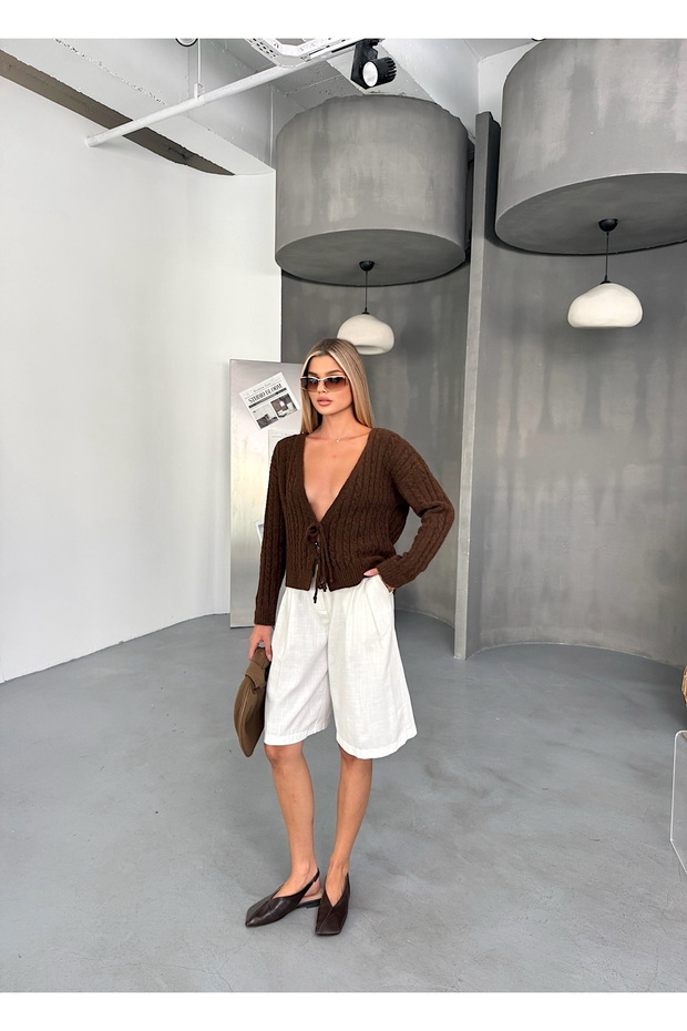 Bağcıklı Saç Örgülü Triko Hırka Jazz Serisi - 3