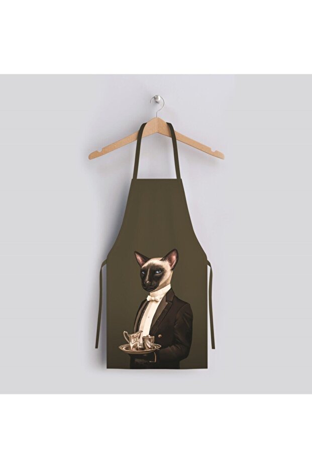 Mr. Cat Kitchen Apron (linen Fabric, International Washing and Fading Certificate)